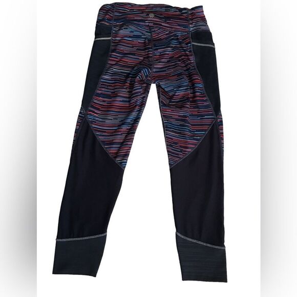 Athleta Navy Tight Striped Legging Crop Yoga size ST - Picture 2 of 16